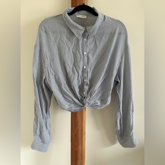Miss Love Tops - Classic Blue Striped Button-Down Shirt